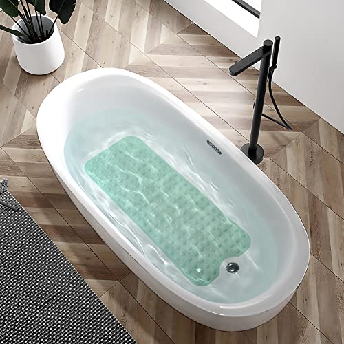 Bathtub and Shower Mats, Extra Long Non-Slip Bath Tub Mat 39 x 16 Inch, Machine Washable Bathmat with Suction Cups & Drain Holes for Bathroom Floor, Pale Green - color: Pale Green