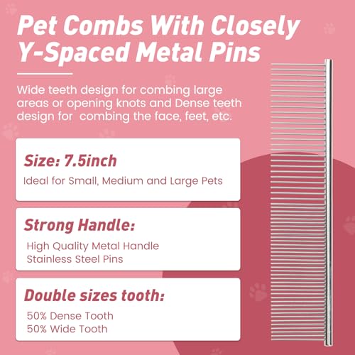 Pet Shower & Bath Supplies，Dog Shampoo Brush Set with Towel, Washing Gloves,Comb for Dogs and Cats (PINK) - color: pink, size: M