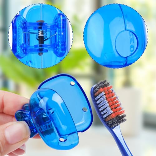Hxezoc 4 Pack Toothbrush Covers Toothbrush Holders Toothbrush Protector Cap Brush Pod Case Protective Portable Plastic Clip for Household Travel, Camping, Bathroom, School, Business - color: Blue, Green, Grey, Red