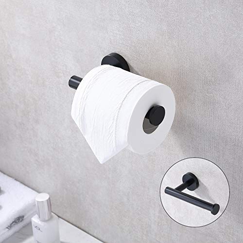 TASTOS Matte Black Toilet Paper Holder SUS304 Stainless Steel, Modern Round Tissue Roll Holders Wall Mount, Toilet Paper Roll Dispenser Bathroom 5 inch TP Holder for Kitchen Washroom - color: Matte Black