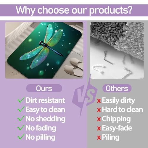 Dream Dragonfly Bathroom Rugs Mat, Super Absorbent Quick Drying Floor Mat for Bathroom Entryway 17"x30" - color: Dream Dragonfly