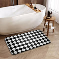 Black White Checkered Bathroom Mat, Non Slip Rubber Backed Fast Dry Bath Rug, Thin Bath Mat for Bathroom Kitchen 17"x30" - color: Black White Checkered