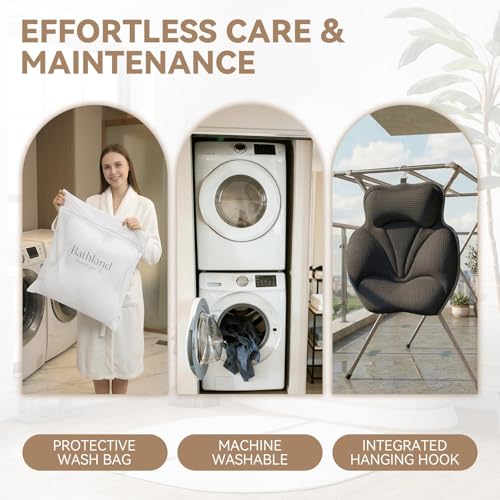 Bath Pillows for Tub, Luxury Bathtub Pillow Neck, Head, Back Support, Soft 5D Mesh Fabric and Non-Slip Suction Cups & Quick Dry, Fits All Tubs, Bath Soaking Accessories Spa Gifts, Grey - color: Grey