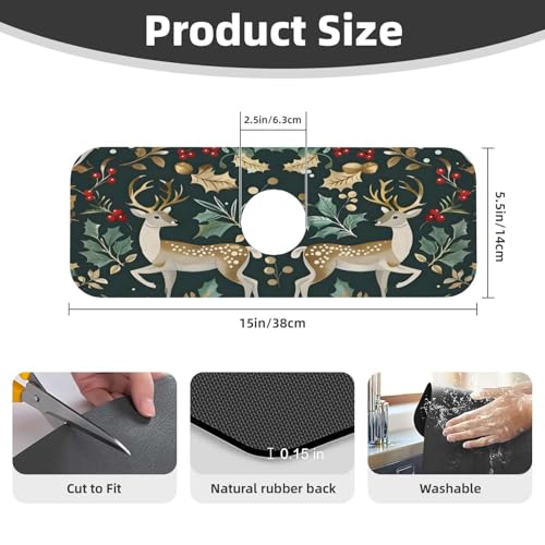 Christmas Kitchen sink faucet pad, strong water absorption, anti slip, easy to clean, very suitable for splash and drip prevention, suitable for kitchens and bathrooms - color: Christmas