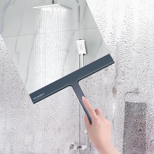 Shower Squeegee for Glass Doors, 9" Inch Width Silicone Rubber Blade Squeegee Window Cleaner Tool Squeegee for Shower Glass Doors Bathroom Mirror Car Window Tile - Gray - color: Gray, size: 9 Inches