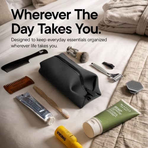 TOOLETRIES The Koby Dopp Kit Toiletry Bag – Lite 9" x 4.5" x 4.5", Charcoal | Compact silicone leak-resistant travel toiletry bag with a heavy-duty zipper that's easy to clean. - color: Charcoal, size: Lite 9" x 4.5" x 4.5"