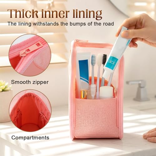 Standing Toiletry Bag, 2026 Upgraded Portable Lightweight Travel Toiletry Bag, Organizer Bag Cosmetic Zipper Pouch, Waterproof Dust-Free Stand-Up Small Toiletry Stationery Bag (Black) - color: Black