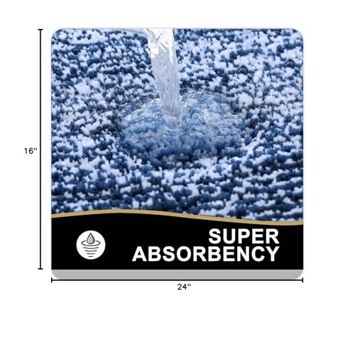 OLANLY Small Bathroom Rugs 24x16, Extra Soft and Absorbent Microfiber Bath Rugs, Non-Slip, Machine Washable, Quick Dry Shaggy Bath Carpet, Bath Mats for Bathroom Floor, Tub, Shower, Navy - color: Navy and White, size: 24" X 16"