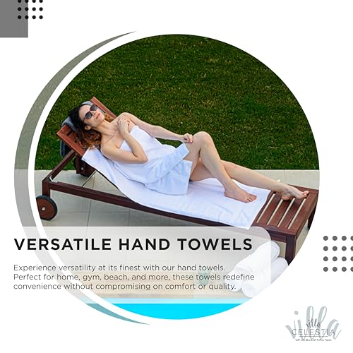 Villa Celestia Cotton Hand Towels Set of 4, 16 x 28, Oeko-TEX Certified, Quick Dry, Black - color: Black, size: Hand Towel - Pack of 4
