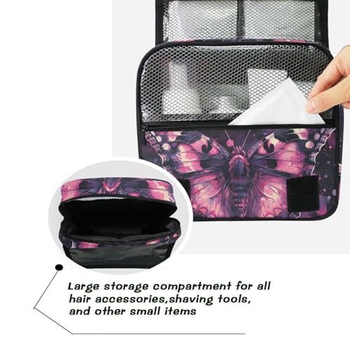 MNSRUU Hanging Toiletry Bag Gothic Skull Butterfly Travel Makeup bag for Toiletries Portable Travel Toiletry Organizer Cosmetic Bags with Hanging Hook - color: Skull I 4097