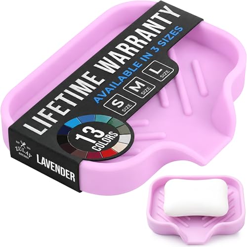 Zulay Kitchen Small Silicone Sponge Holder (4.9x3.3”) – Space-Saving Sink Organizer Tray for Sponge, Soap, Brush & More – Compact Non-Slip Dish for Kitchen & Bathroom (Lavender) - color: Lavender (Small), size: Small (4.9x3.3)