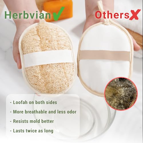 Vietnamese Natural Loofah Exfoliating Body Scrubber Pads, 100% Plant-Based Shower Luffa Sponge, Bath Loofah for Women Men (1, Oval 6.5"x4.9") - size: 1 Count (Pack of 1)