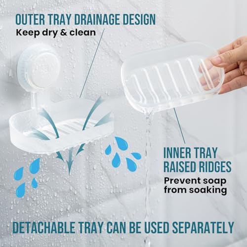 TAILI Soap Holder Soap Dish for Shower, Suction Cup Soap Holder for Shower Wall, Bathroom Accessories, Removable Strong Hold Soap Saver, Drill Free, Clear - color: Clear, size: 1 Tier