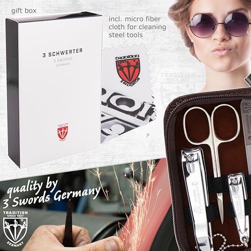 3 Swords Germany – manicure pedicure set kit (674) - color: BROWN