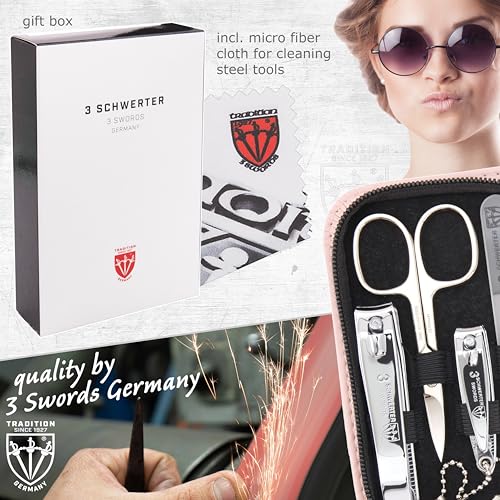 3 Swords Germany - brand quality 8 piece manicure pedicure grooming kit set synthetic leather case light pink - Made in Germany - color: LIGHT PINK