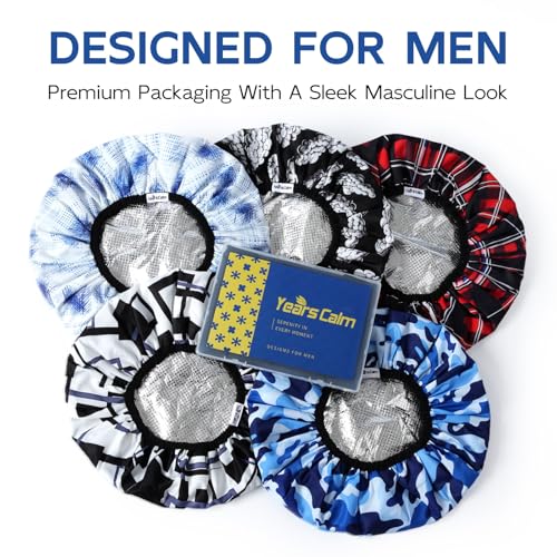 Years calm Shower Cap for Men, Waterproof & Heat-Retaining Hair Treatment Cap – Reusable Men’s Shower Cap with Foil Lining, Elastic Band, for Steam Care, Hair Mask & Oil Conditioning - color: Black