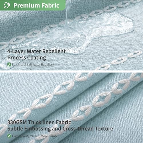 eachope Boho Farmhouse No Hook Shower Curtain Set with Snap-in Fabric Liner,Heavy-Duty Linen Textured Rustic Striped Design,Water-Repellent with Tassels and Sheer Window,Fog Blue,71x74 - color: Fog Blue, size: 71"W x 74"L (Pack of 1)