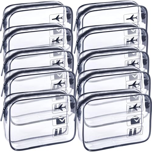 Clear Makeup Bags TSA Approved Toiletry Bag-6Pack，Clear TravelBags for Toiletries, Carry on Airport Airline Compliant Bag,Black - color: 10pcs-Black