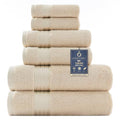 COZYART Beige Bath Towel Set, Turkish Cotton Hotel Large Towel Bulk for Bathroom, Thick Bathroom Set of 6 with 2 Bath Towels, 2 Hand Towels, 2 Washcloths, 650 GSM - color: Beige, size: 6 Piece Towel Set