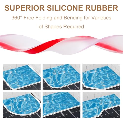 39Inch Shower Threshold Water Dam, Self-Adhesive Silicone Shower Barrier Seal Strip for Bathroom Tub & Kitchen, Under Door Splash Guard, Water Stopper for Dry Wet Separation, Caulk Edge Tape
