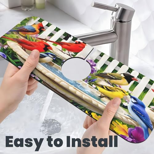 Bird Kitchen sink faucet pad, strong water absorption, anti slip, easy to clean, very suitable for splash and drip prevention, suitable for kitchens and bathrooms - color: Bird