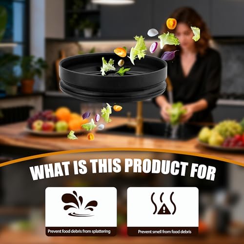 3 3/8" Garbage Disposal Splash Guard, QCB-AM Sink Baffle Replacement for InSinkErator Evolution Series, Upgraded Removable Quiet Collar Drain Plugs, Garbage Disposer Accessories, Black - color: Deep Black - 1 Pack