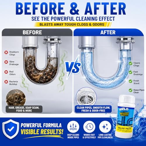 Wild Tornado Sink and Drain Cleaner, Drain Clog Remover & Opener (4pcs) | Wild Tornado Sink and Drain Cleaner, Fast Foaming Drain Clog Remover & Opener for Kitchen Sinks, Toilets & Pipes