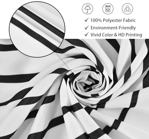 Boho Mid Century Modern Shower Curtain, Abstract Arch Leaf Minimalist Sun Black and White Machine Washable Waterproof Fabric for Bathroom Bathtub with Hooks 60Wx72H - color: Black and White Boho Leaves, size: 60"W x 72"L (Pack of 1)