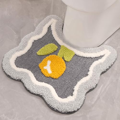 PTAEXCEL Toilet Rug U-Shaped, Floral Non-Slip Bath Mat Soft Plush Contour Bathroom Rug, Absorbent Microfiber Machine Washable for Toilet Base, 22 x 20 Inches Grey - color: Grey 22x20"