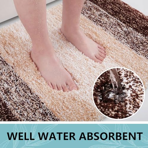 Arotive Bathroom Rugs Sets 2 Piece, Soft Absorbent Microfiber Bath Mats and U-Shaped Contour Toilet Rug, Machine Washable Dry Bath Mats for Bathroom, 24x16 and 24x20, Brown - color: Brown, size: 24" X 16" + U Shape 24" X 20"
