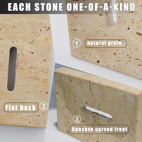 Natural Travertine Marble Soap Dish - Beige Brown Stone Soap Holder for Shower, Bathroom, Kitchen Sink Sponge & Jewelry Ring Tray