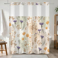 No Hook Wildflower Shower Curtain with Snap in Liner, 71x74 Inch | Neutral Floral Pattern Shower Curtains for Bathroom, Mesh Top Window Waterproof Washable Fabric - color: Wildflowers-a