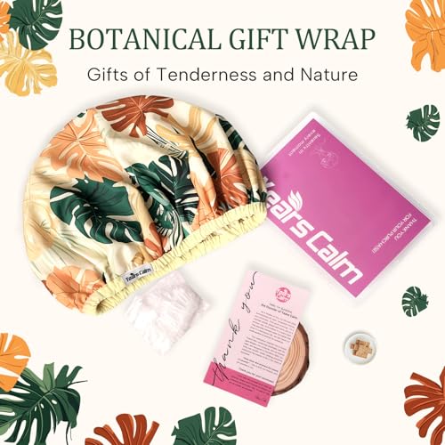 Years calm Shower Caps for Women Reusable Waterproof – Double Layer Elastic Cap with Tropical Botanical Print Shower Cap for Shower, Spa, Travel, Bath & Daily Hair Protection - color: Yellow