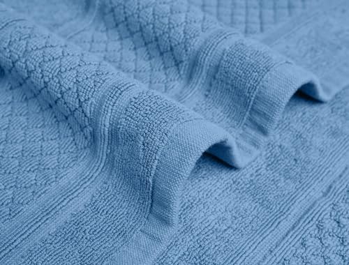 Avalon Towels Light Blue Bath Mat - 100% Cotton Set of 4 Absorbent Bathmat - Bathroom Mats Quick Dry Bath Mats for Bathrooms (22x34 Inches) - color: Sky Blue, size: Pack of 4