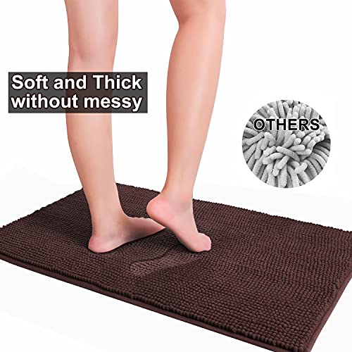 Urvoix Bathroom Rugs Set - 3 Pieces Ultra Soft Non-Slip Bath Mats, Chenille Absorbent Bath Rugs for Bathroom, Tub and Shower (Chocolate Brown) - color: Chocolate Brown