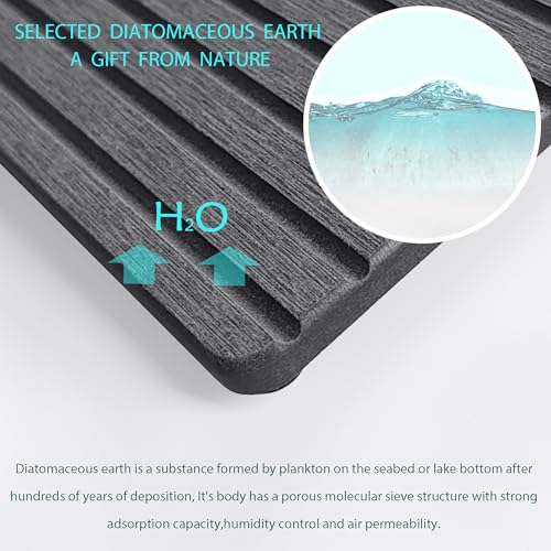 NiuYichee 2 PCS Water Absorbent diatomite Coasters, 7.1" x 3.5" Water Absorbing Stone Tray for Sink, Stone Drying mat for Kitchen Counter, Stone soap Tray Used for Hand Soaps & toiletries & Plants - color: Dark Grey, size: 7.1" x 3.5"（18 x 9cm）
