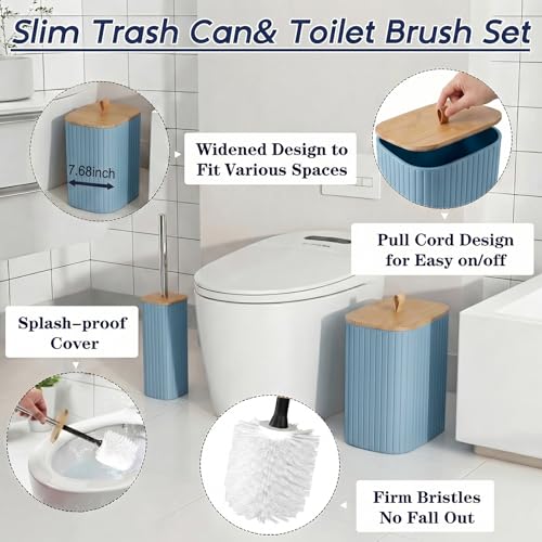 Bathroom Accessories Set - Bathroom Set with Shower Curtain and No Slip Rugs, Trash Can, Toilet Brush Holder Set, Soap Dispenser & Bath Towels - Stylish Bath Decor for Home, Apartment, Blue, 25PCS - color: Blue