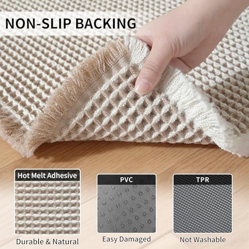 Waffle Bath Mat - Super Water Absorbing Bath Mat Quick Dry, Bathroom Rugs Non Slip Washable, Rubber Backed Bathroom Mat for Bathroom Floor, Tub and Shower, 24" x 72", Brown & White - color: Brown & White, size: 24" x 72"
