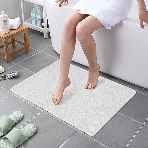 HITSLAM Shower mat Non Slip, 24 x 32 Inch Bathtub Mat Non Slip with Drain, Soft PVC Loofah Shower Bath Mat for Tub, Quick Drying Bathroom Shower Mat, White - color: White, size: 32" x 24" (Rectangular)