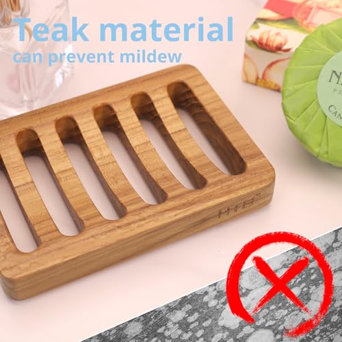 HTB 2 Pack Slotted Bar Soap Holder Teak Wood,Sponge Holder for Kitchen Sink | Self Draining Soap Dish for Shower, Bathroom, Bathtub, RV,Soap Saver Keep Soap Dry,Extend Soap Life,Bathroom Accessories - color: 2pcs