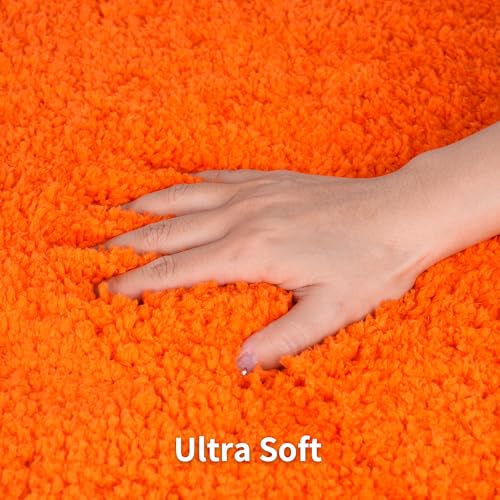 Bathroom Rugs Sets 3 Pieces Microfiber - Upgrade Non-Slip Thermo-Plastic Rubber Bottom- Quick Dry - Machine Wash for Bedroom, Tub, Living Room (Orange) - color: Orange