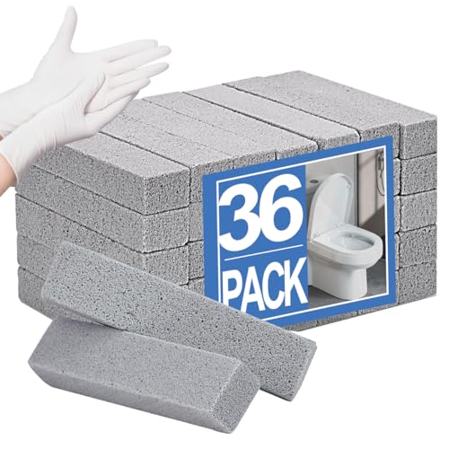 Herda 36 Pack Pumice Stone Toilet Bowl Cleaner, Powerfully Pumice Stone for Cleaning Hard Water Rings, Calcium Buildup, Rust, Pumice Stick for Toilets, Bathtubs, Grills, Swimming Pools, Sinks - size: 36Pack with Glove