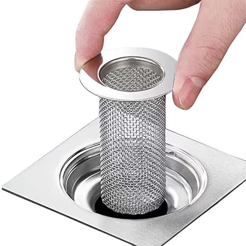 Resdenio Bathroom Sink Drain Strainer Stainless Steel, 2 Pack Floor Drain Filter Mesh Basket Filter Hair Trap Anti-Clog Slag Strainer - Large Wide Rim 2.16" Diameter