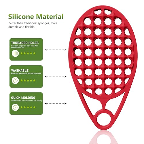 KOUPA Silicone Afro Twist Brush with Pick Comb - Easy Clean Dual-Sided Design with Textured Holes for Defined Afro Curls, Suitable for Coily Hair Men & Women, Red - color: Red