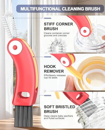 3 in 1 Cup Lid Cleaning Brush 3 PCS - Multifunctional Cleaning Brush Set for Tight Spaces, Bottle Gaps & Travel Mugs | Portable Durable Cup Lid Cleaner Tools (Multicolor)