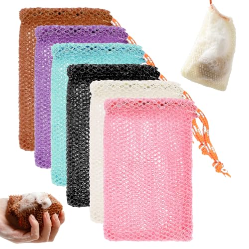 6pack Soap Bar Bag, Mesh Soap Bags For Soaps Bars Bar Mesh Saver Pouch Shampoo Bars Net For Shower Hangable Exfoliating With Drawstring(5 Colors, 5.5 * 3.5in)