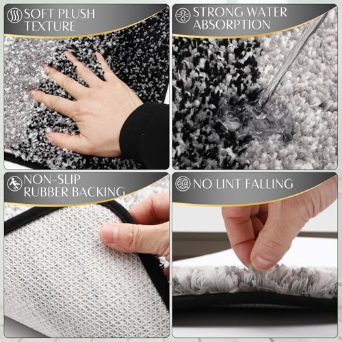 32PCS Bathroom Set Bathroom Sets with Shower Curtain and Rugs Black Bathroom Accessories,Shower Curtain Set,Bathroom Rug Set with Bathroom Trash Can - size: Bath Set+Gradient Shower Curtain+Bath Rugs, style: Black