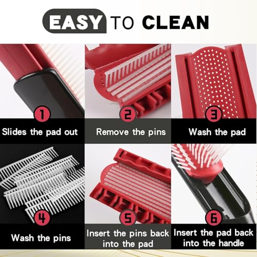 Curly Hair Brush for Women Men Curl Defining Hairbrush Small Mini Detangler Edge Combs Barber Styling Tools Travel Accessories Cruise Ship Essential 2030 Beach Vacation Must Have Gift - color: Red 9 Row