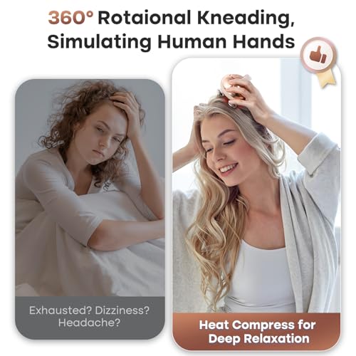 arboleaf Heated Scalp Massager Head Massager Scalp Stress Relax Hair Massager with Heat Cordless Kneading Massage Cat Massager, Gift for Mom Dad - color: Pink