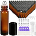 PrettyCare Set of 120, Bulk 10 ml Essential Oil Roller Bottles with Stainless Steel Roller Ball - Refillable Leak-proof Empty Thick Amber Glass Roll on Bottles with Black Caps for Travel, Perfume - color: Amber with Black Cap, size: 120 Pack